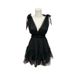Thirty/Thirty La Black Tulle Mini Babydoll Dress Size X-Small Party/Cocktail